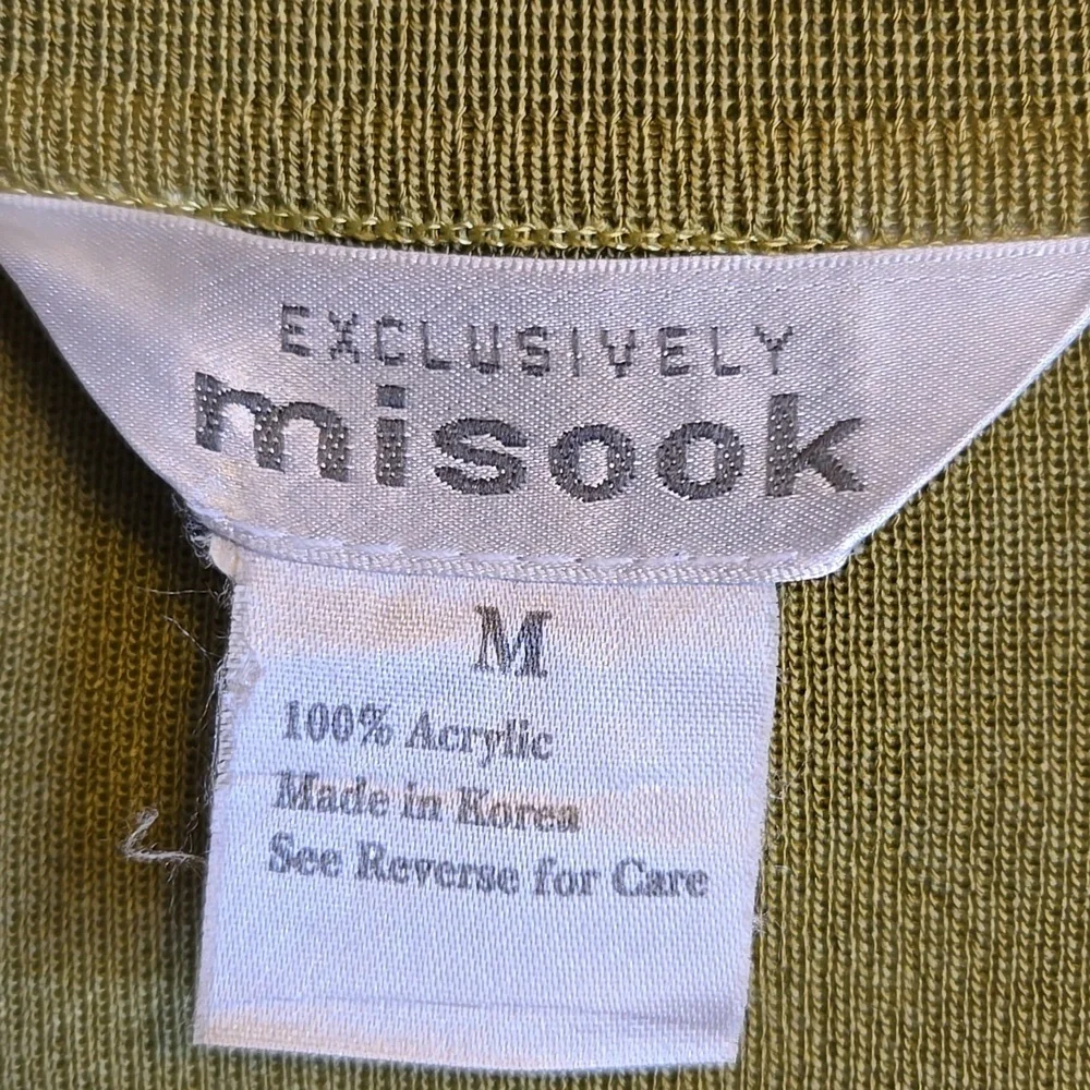 Misook-Knit chartreuse sweater with black trim Size M.